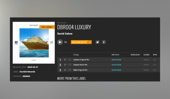 David Salow - Luxury is pre order on Beatport